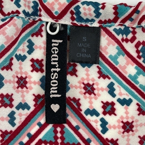 Heart Souls Womens Blouse Tank White Aztec Small - Picture 4 of 10